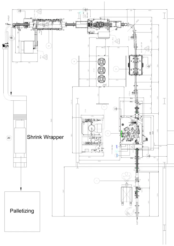 Layout linea completa per energy drink da 3.000 lattine/ora