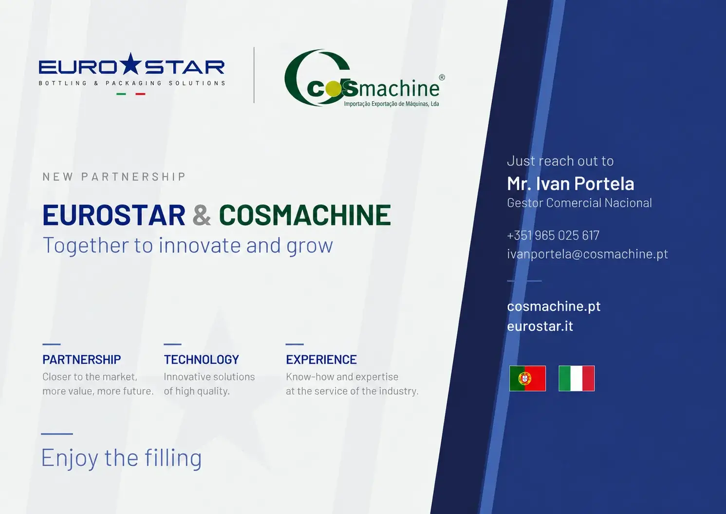 Eurostar e Cosmachine, nuova partnership